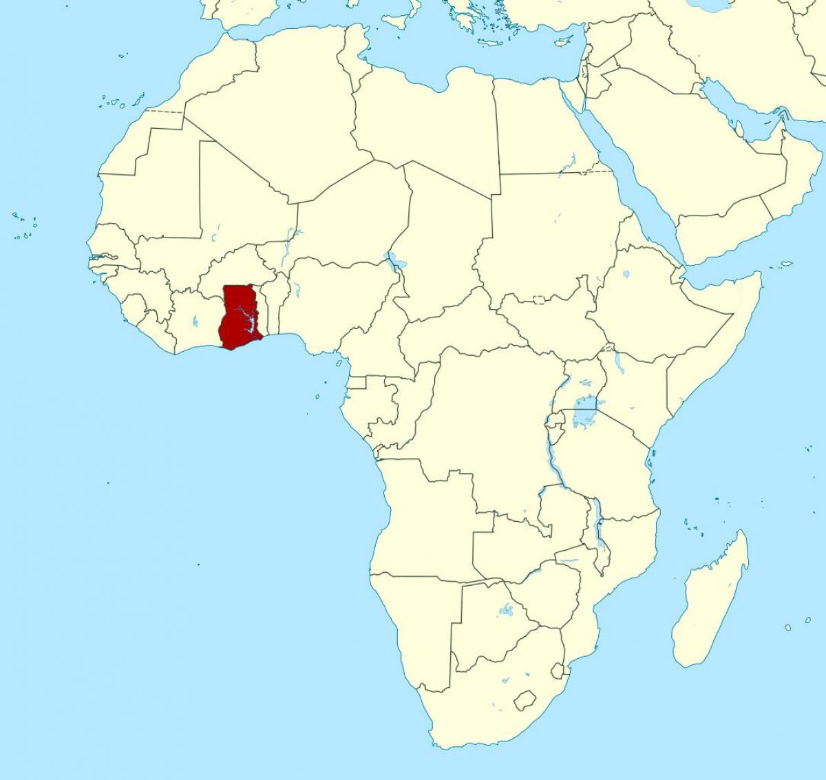 kart over afrika som viser ghana