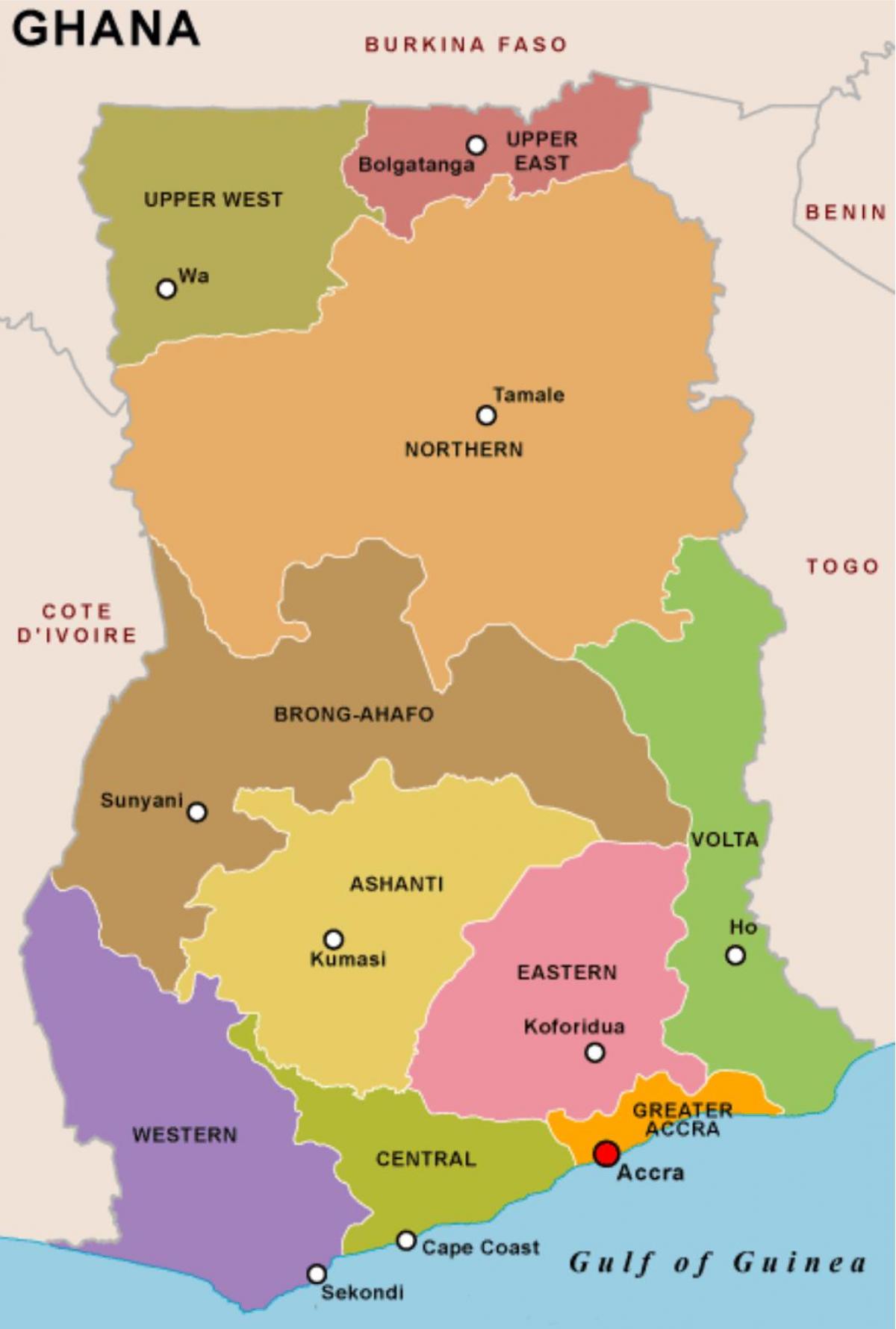 ghana kart og regioner