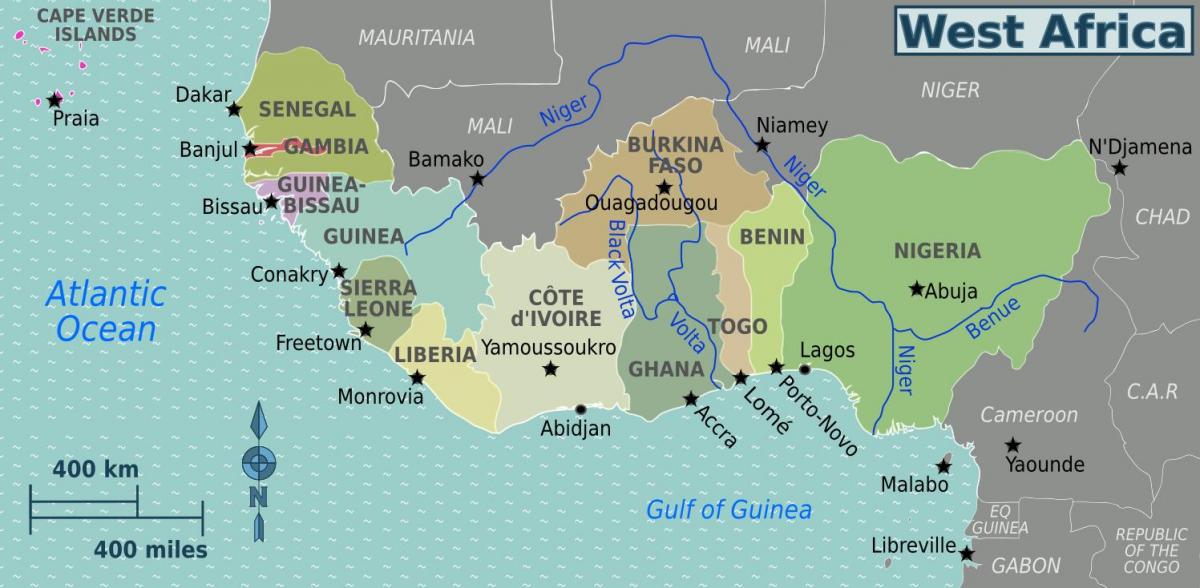 Kart over ghana i vest-afrika