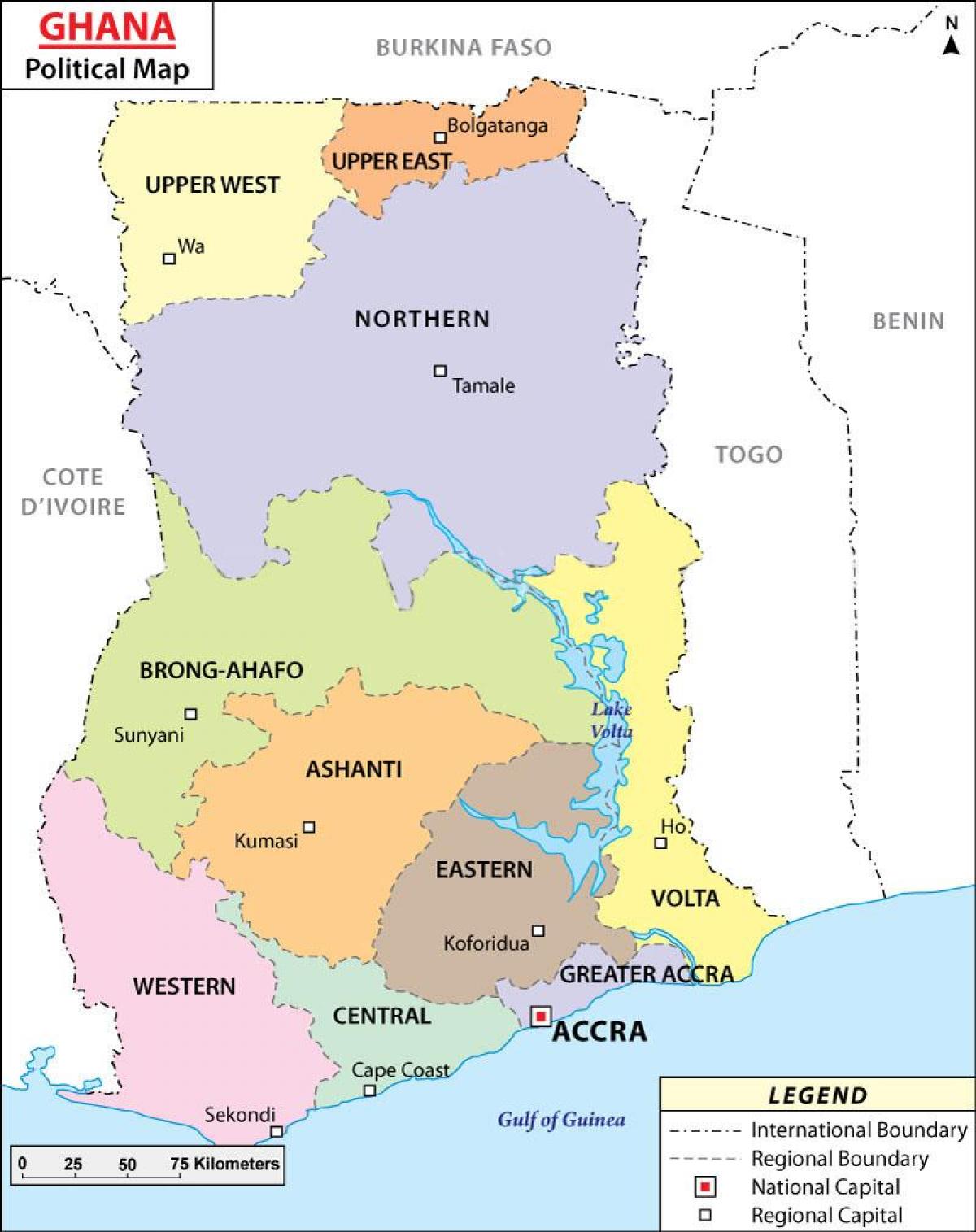 Kart av politiske ghana